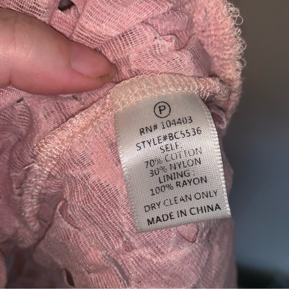 J.O.A. Pink Floral Eyelet Lace One Shoulder Peplum Top L - Picture 5 of 9